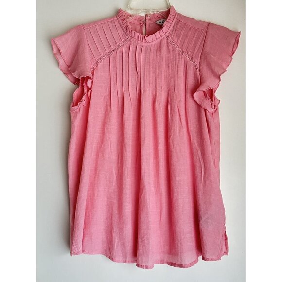 Nanette Lepore Pink Cap Sleeve  Blouse with Pleats and Keyhole Back Womens Small - Picture 2 of 7